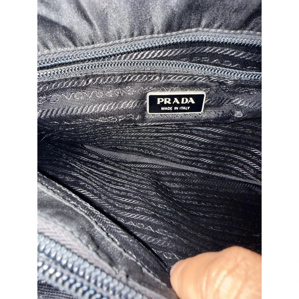 PRADA Tote Bag Black Nylon Unisex Y2K Vintage S - Picture 8 of 16